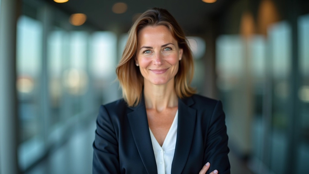 Energiewirtschaftsexpertin im professionellen Setting, Porträt von Brust aufwärts