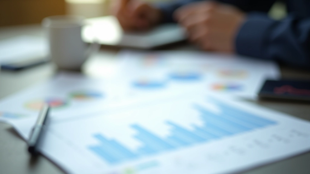 Finanzcharts und Marktdaten auf einem modernen Schreibtisch mit Kaffee